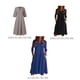 thumbnail image 3 of Sonducket Mujer Bolsillos Cuello en V Medias mangas Color sólido Midi Vestido Prendas para la parte del cuerpo Gris L Sonducket AP002033-03, 3 of 6