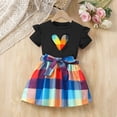 thumbnail image 4 of Cethrio Girls Summer Outfit Sets, Flutter Sleeve Fashion Printed 2 Piece Girls' Clothing Sets Black Size 2-3T, 4 of 7