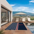 thumbnail image 3 of Navy Blue Morocco Outdoor Rug for Patio/Deck/Porch, Non-Slip Large Area Rug 3 x 5 Ft, Red Ocean Nautical Anchor Stripe Indoor Outdoor Rugs Washable Area Rugs, Reversible Camping Rug Carpet Runner, 3 of 8