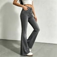 thumbnail image 5 of ClodeEU Women High Waist Flare Jeans,Slim Fit Stretchy Bell Bottom Denim Pants with Pockets ,Women's Plus L, 5 of 7
