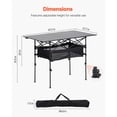 thumbnail image 4 of KFFKFF Folding Camping Table, Portable Aluminum Side Table with Adjustable Height, Lightweight Design, Includes Storage and Carry Bags, Ideal for Outdoor BBQs, Picnics, Tailgating, and Travel, Black, 4 of 9