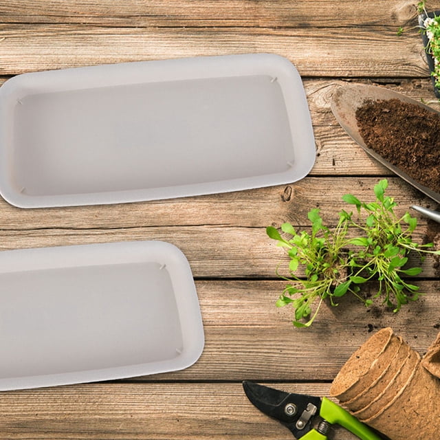 CTIRCHIU 8 Pcs Soucoupes Rectangulaires pour Plantes Protection de Sol en Résine Blanche pour Plantation Intérieure