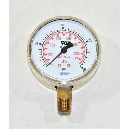 Wika 4252172 Pressure Gauge 200 PSI/KPA, 1/4 Inch NPT LM