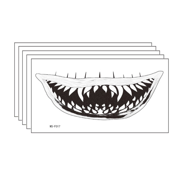 Pegatinas de tatuaje, tatuaje temporal para hombres, mujeres y adultos, pegatina para boca y dientes, pegatina de viento oscuro, pegatina de maquillaje divertida, pincel de maquillaje
