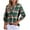 #0433-Green, variant on Women's V Neck Plaid Long Sleeve Shirts Flannel Button Down Blouses Lightweight Casual Loose Fit Fall Outfits