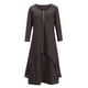 thumbnail image 4 of ICHUANYI Clearance Women's Fashion Plus Size Round-Neck Solid Long Dress Helf Sleeve Buttons Dress(Coffee, XL) ICHUANYI WER2023081002973, 4 of 8