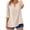 Khaki, variant on Women's Cotton Linen 3/4 Sleeve V Neck Lace Blouse Loose Fit Casual
