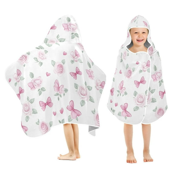 joogoo Bows Roses Flower Kids Hooded Beach Towel Baby Bath Towel 23.5"x50"