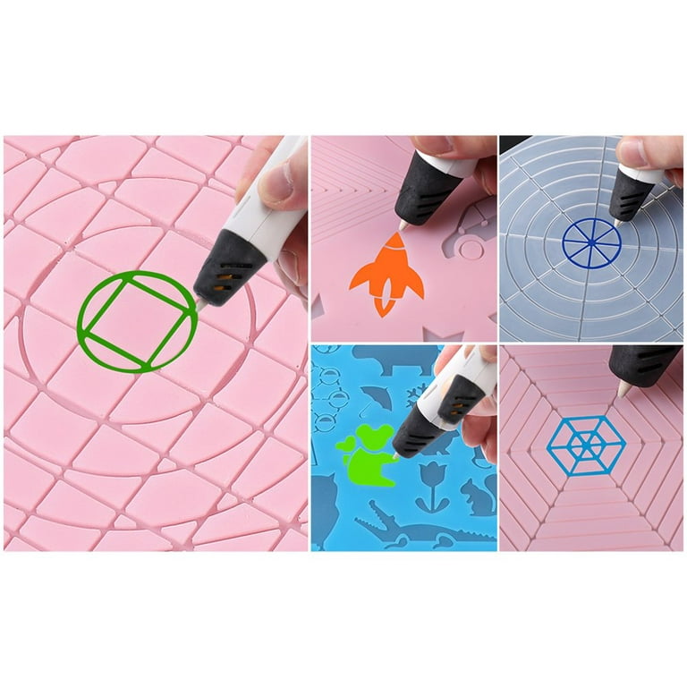 3Dmate Starter - Transparent 3D Pen Mat 9 x 7 Inches with Compatible Stencils Book - Flexible Two-Sided Heat-Resistant Silicone