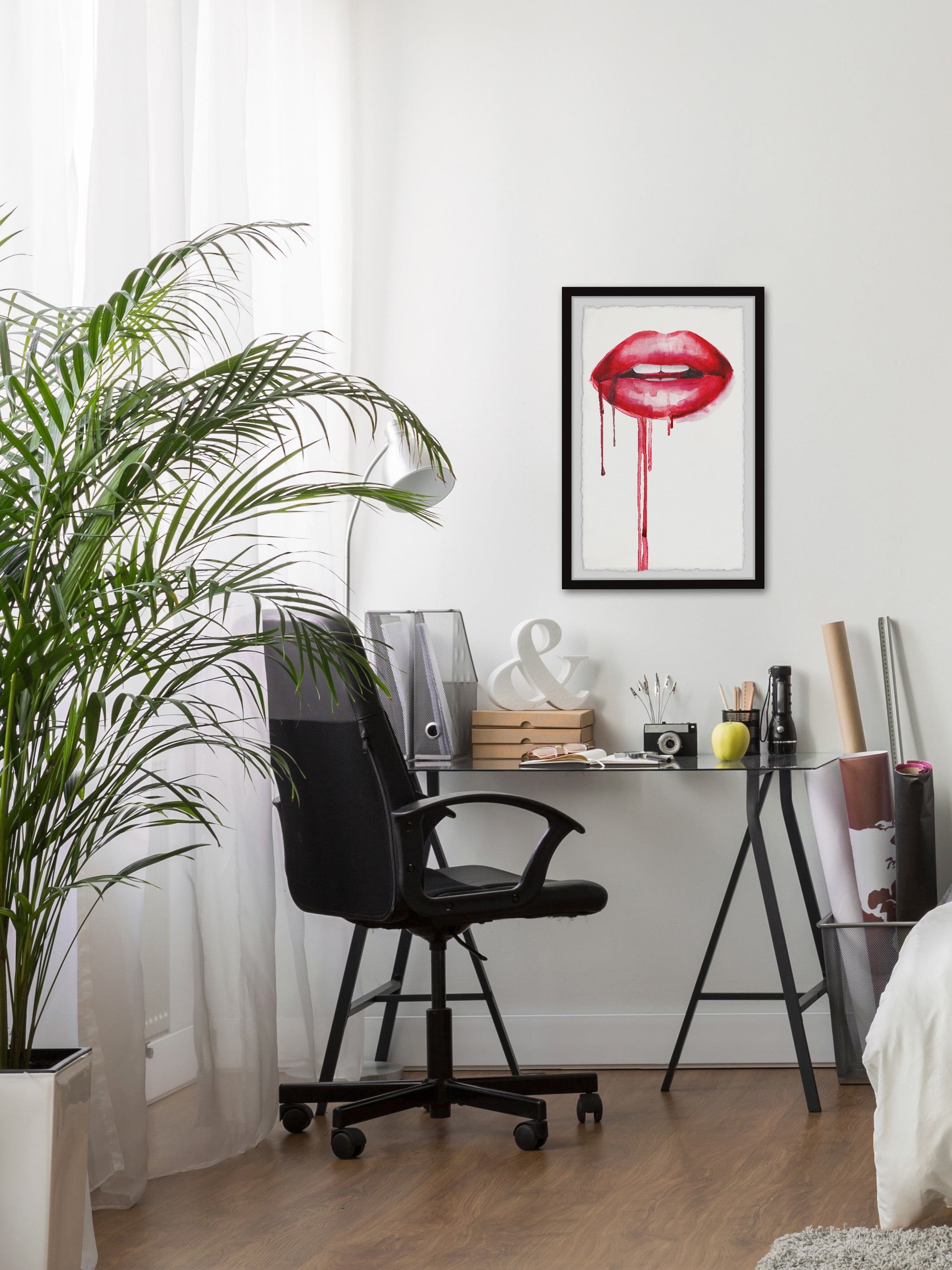 Marmont Hill "Kissable Lips" Framed Painting Art Print, 16.00" x 1.50"