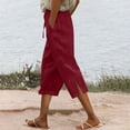 thumbnail image 2 of Bovemsi Casual Pants for Women Women's Linen Wide Leg Loose High Waist Beach Haren Pockets for Summer Travel, 2 of 9