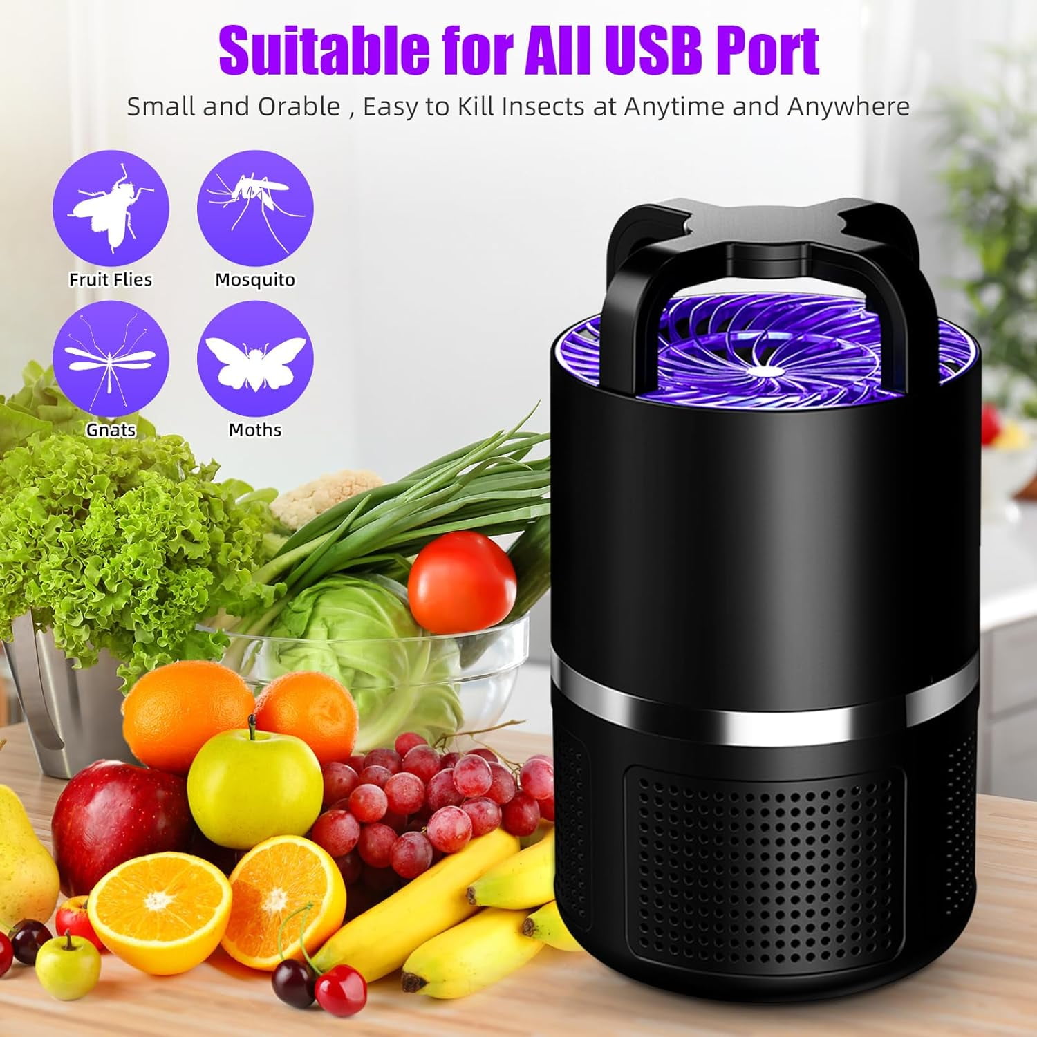 Jahyshow Electric Insect Killer - Indoor Bug Zapper for Mosquitoes, Fruit Flies & Gnats - UV Light & Strong Suction - Safe & Effective Pest Repeller