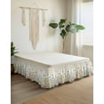 thumbnail image 2 of Spring Flower Bed Skirt King Size 16 Inch Drop, Colorful Floral Leaf Butterfly Dragonfly Beige Adjustable Elastic Dust Ruffles Bedskirt for King Bed Wrap Around Pleated Mattress Frame Cover, 2 of 9