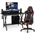 thumbnail image 1 of Goplus Gaming Computer Desk&Massage Gaming Chair Set w/Monitor Shelf Power Strip Red, 1 of 10