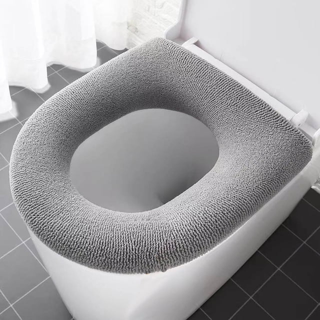 Thickened Knit Toilet Seat Cover, Washable Soft Acrylic Fiber Cushion for All Toilets, Cold Weather Comfort