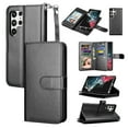 thumbnail image 1 of TakFox For Samsung Galaxy S22 Ultra Wallet Case,[9 Card Slots] PU Leather ID Credit Holder Folio Flip [Detachable] Kickstand Magnetic Phone Cover,Black, 1 of 7