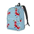 thumbnail image 2 of Balery Red Funny Crab on Blue Stripe Vintage Canvas Backpack for Men and Women - Large Capacity, Durable Travel Laptop Bag for School, Work, Hiking, and Outdoor Activities, 2 of 7