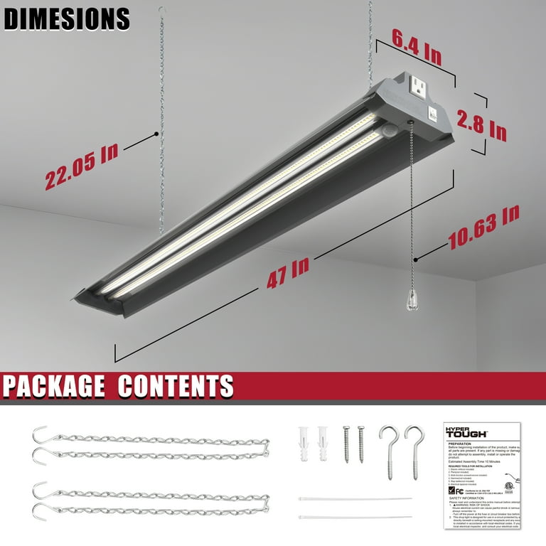 Hyper Tough Shop Light Led Tubes 55W Motion Sensor 4Ft