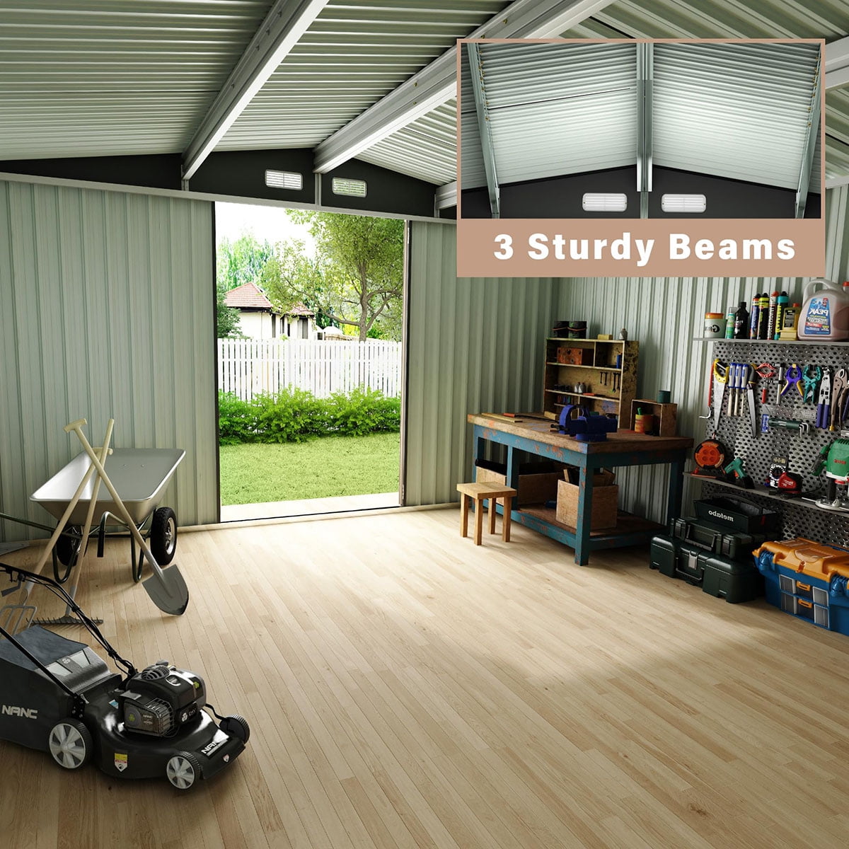 8x10 FT Metal Storage Sheds Outdoor,Metal ToolShed with Lockable Door,Metals Yard Sheds MetalGarden Shed Kit,Metals Utility Sheds Buildings with Air Vent for Backyard Garden Patio Lawn,ship in 2 boxes