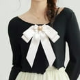 thumbnail image 3 of Milageto Women Pre Tied Bowknot Brooch Bead Bow Tie Brooch Pin for Blouse Shirts Coat White, 3 of 8