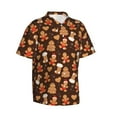 thumbnail image 2 of Daiia Christmas Gingerbread Cookies Hawaiian Shirt for Men Gentle Cotton Regular Short Sleeve Casual-Large, 2 of 9