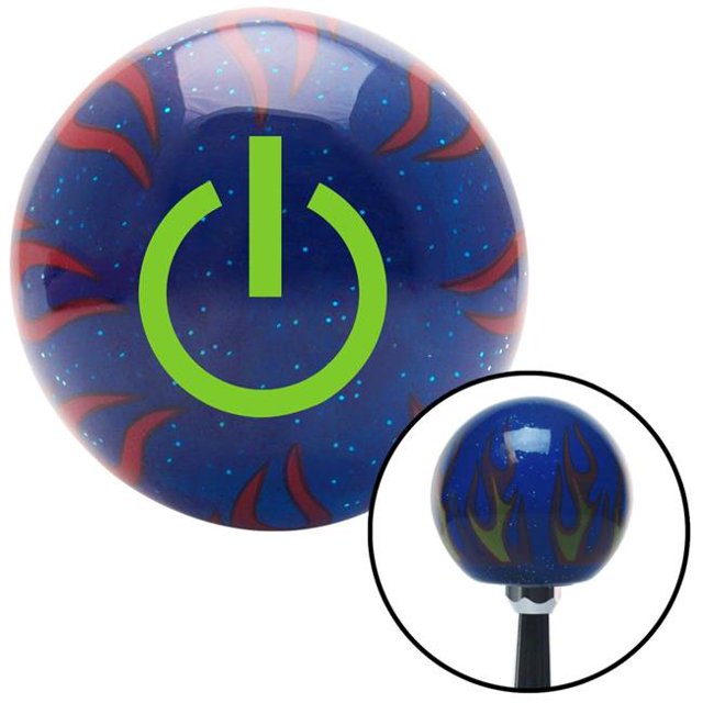 Bouton de Changement de Vitesse en Flocons de Métal Bleu à Puissance Verte avec M16 x 1,5 Levier de Vitesses Auto Brody