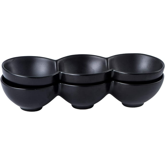 Bruntmor 3-Compartment Porcelain 12" Long Appetizer Serving Tray Triplet Bowl