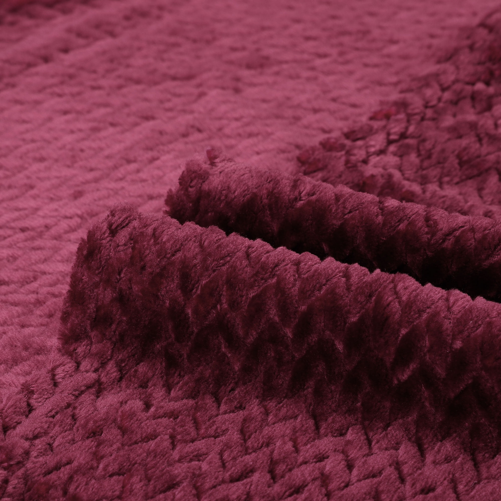 Unique Bargains Soft Flannel Fleece Sofa Throw Blanket, 59" x 78", Dark Maroon