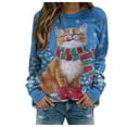 thumbnail image 1 of Chandail en Molleton Mode Imprimé Graphique Pull de Noël pour Femmes Col Rond Cardigan d'Hiver Manches Longues Fermeture Blouse Chandail à Capuchon Veste Mi-Longue Douce, 1 of 4