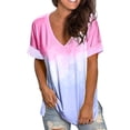 thumbnail image 1 of B91xZ Tops Hauts pour Femmes Col Carré Décontracté 2024 Printemps Été Ajusté T-Shirts, Rose L, 1 of 3