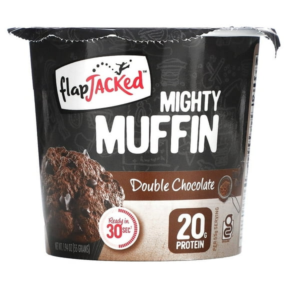 FlapJacked, Mighty Muffin with Probiotics, Double Chocolate, 1.94 oz Pack of 2