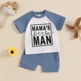 thumbnail image 5 of Fesfesfes Toddler Boys' Color Blocked Summer Outfit Round Neck Short Sleeve Top and Solid Elastic Waist Shorts,2Pcs Matching Sets for Mother's Day,Casual Beach Clothing(Blue,2 Years), 5 of 9
