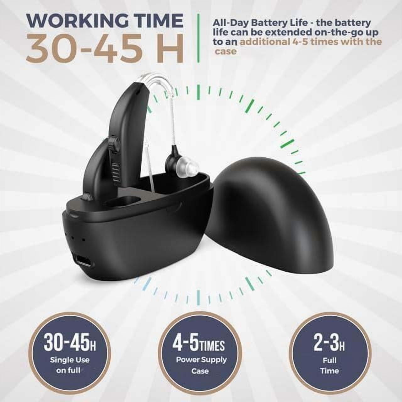 MEDca Rechargeable Digital Hearing Amplifier (Pair of 2) - Personal Hearing Enhancement Device with All-Day Battery Life, Active Digital Noise Reduction - Black