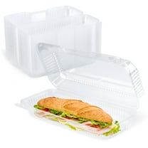 Fit Meal Prep 25 Pack Clear Hinged Plastic Containers - 12x5x3” Single Compartment Clamshell Food Containers for Cake Roll, Cookie, Sandwich, and Bakery Goods - Disposable Plastic Togo Boxes with Lids