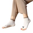 thumbnail image 6 of JUUNthy Womens Open Toe Socks, Crew Cut Cotton Comfort Cute Soft Five Finger Ankle Socks Purple, 6 of 12