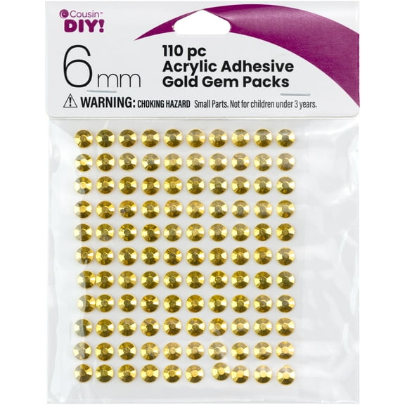 CousinDIY Acrylic Adhesive Gems 6mm-Gold