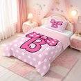 thumbnail image 2 of meiyoeat Cute Bow Initial B Twin Comforter Sets For Girls,Pink Polka Dot Monogram Art Bedding Set,Pink Reversible,2 Pieces,1 Comforter and 1 Pillowcase, 2 of 7