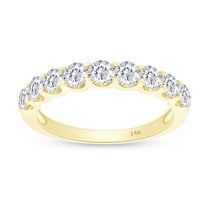 AFFY 1 Carat Lab Grown Diamond Half Eternity Wedding Band Ring for Women 14K Solid Yellow Gold-7.5