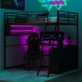 thumbnail image 3 of Euroco Metal Full Size Loft Bed, Gaming Bed with Desk and LED Light for Kids Teens, 3 of 13