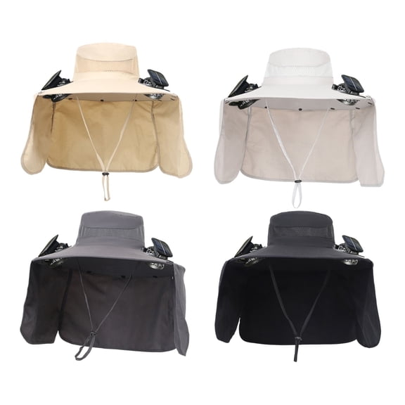 Solar Fan Hats for Men, Outdoor Wide Brim Sun Hat with 2 Solar Fan Sun, Cooling Bucket Hat for Men Women with Remova Neck Flap, UPF 50 Bucket Fishing & Beach Hat with Fan Built in