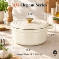 thumbnail image 5 of Overmont Enameled Cast Iron Dutch Oven - 5QT Pot with Lid Cookbook & Cotton Potholders - Heavy-Duty Cookware for Braising, Stews, Roasting, Bread Baking Cream white, 5 of 10