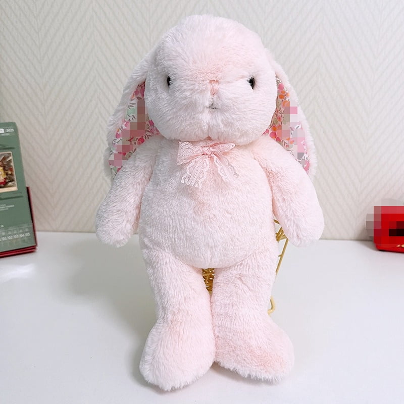 YTTAL Floral Lined Ear Lavender Bunny Plush - Cute Stuffed Animal | Perfect Easter Basket Stuffer & Cozy Home Accent