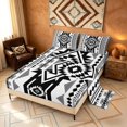 thumbnail image 2 of Manfei Tribal Geometric Aztec Bed Sheets, Southwest Bohemian Fuul Size Sheets, Black and White, Black Reversible 4pcs1 Flat Sheet + 1 Fitted Sheet + 2 Pillowcases, 2 of 6