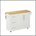 thumbnail image 3 of Kitchen Island Cart with 2 Door Cabinet and Three Drawers,Spice Rack,Towel Rack, 3 of 12