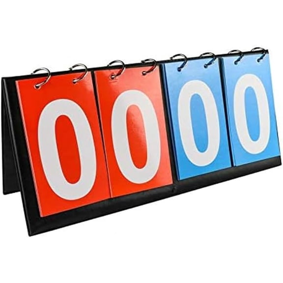4-Digital Flip Scoreboard Sports Scoreboard Portable Table Top Scoring Board Flipper Multi-Function Score Counter Digital Scoreboard for Soccer Ping Pong Baseball Basketball Volleyball