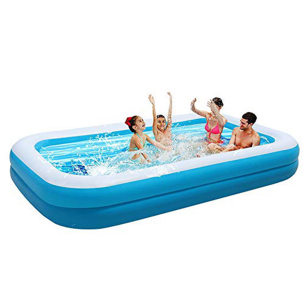 Inflatable Swimming Pool  120" x 72" x 18" Sturdy and Safe for Kids and Adults  Thickened Resistant Material and Inflator Included  Perfect for Family Lounging or as a Ball Pit
