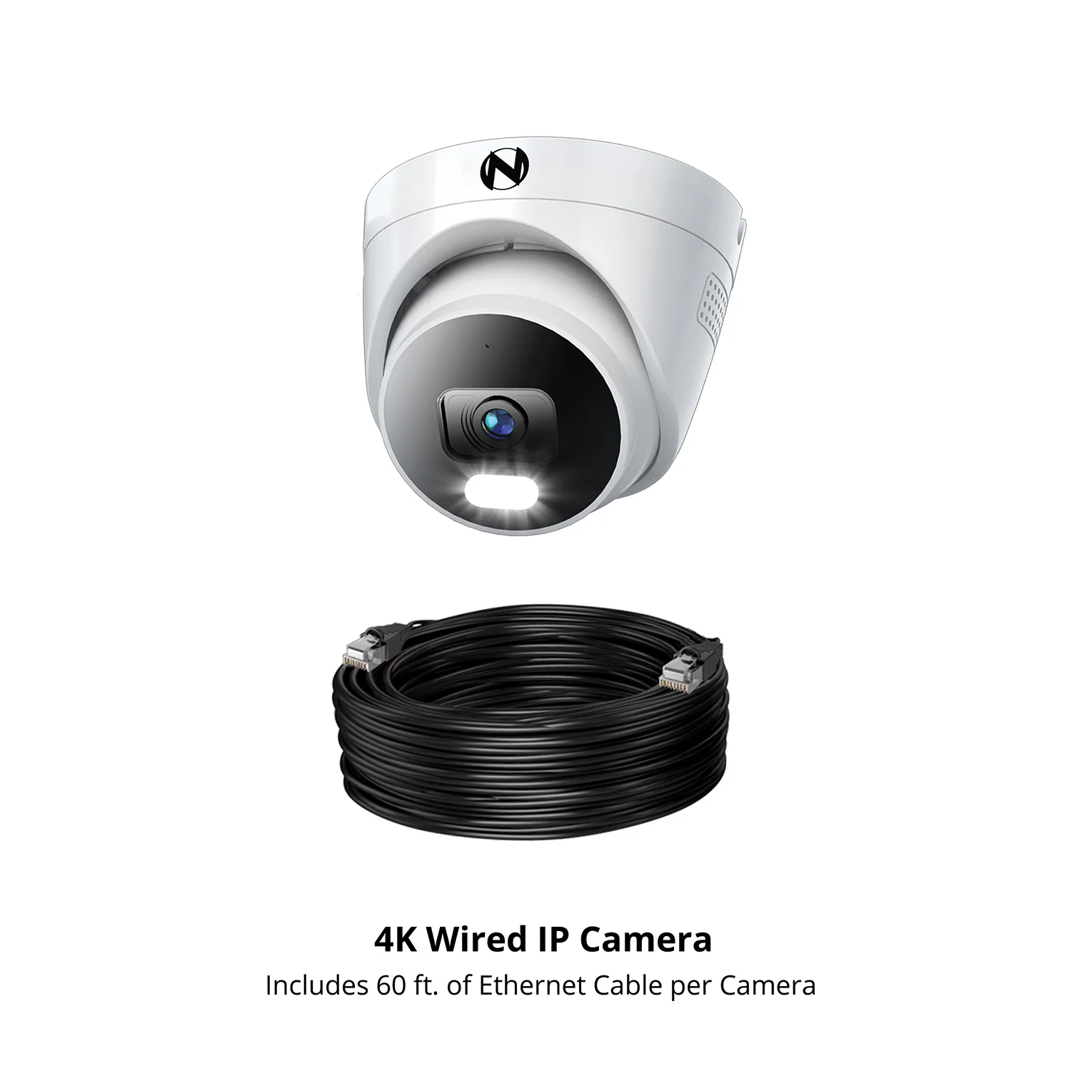 Night Owl Add on Wired IP 4K Deterrence Dome Camera with 2-Way Audio - White Pack
