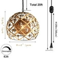 thumbnail image 3 of FSLiving Swag Lights with Plug in Cord and Chain Twine Natural Rattan Lampshade No Wiring Needed Portable Pendant Light with 20ft Plug-in UL Dimmable Modern Farmhouse Swag Lamp,Customizable - 1 Light, 3 of 9