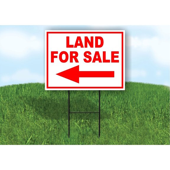 Work House Signs Single Sided Sign Land for Sale Left Arrow red Yard Sign Road Sign with Stand