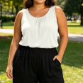 thumbnail image 5 of IUYRTFE Women's Plus Size Crew Neck Sleeveless Tank Top Loose Fit Solid Color Casual Summer Vest, 5 of 6